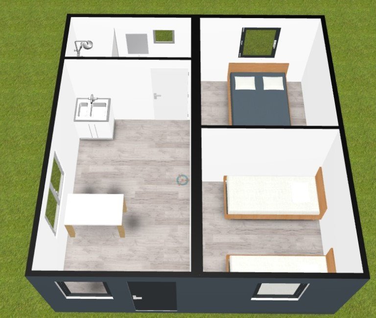 Conteneur Maison modulaire clé en main de 35 m2 toute l’année – Image 4