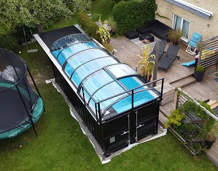 Piscine Conteneur 6,2mx 2,5m Prête à l'Emploi avec Toit, Pack Premium