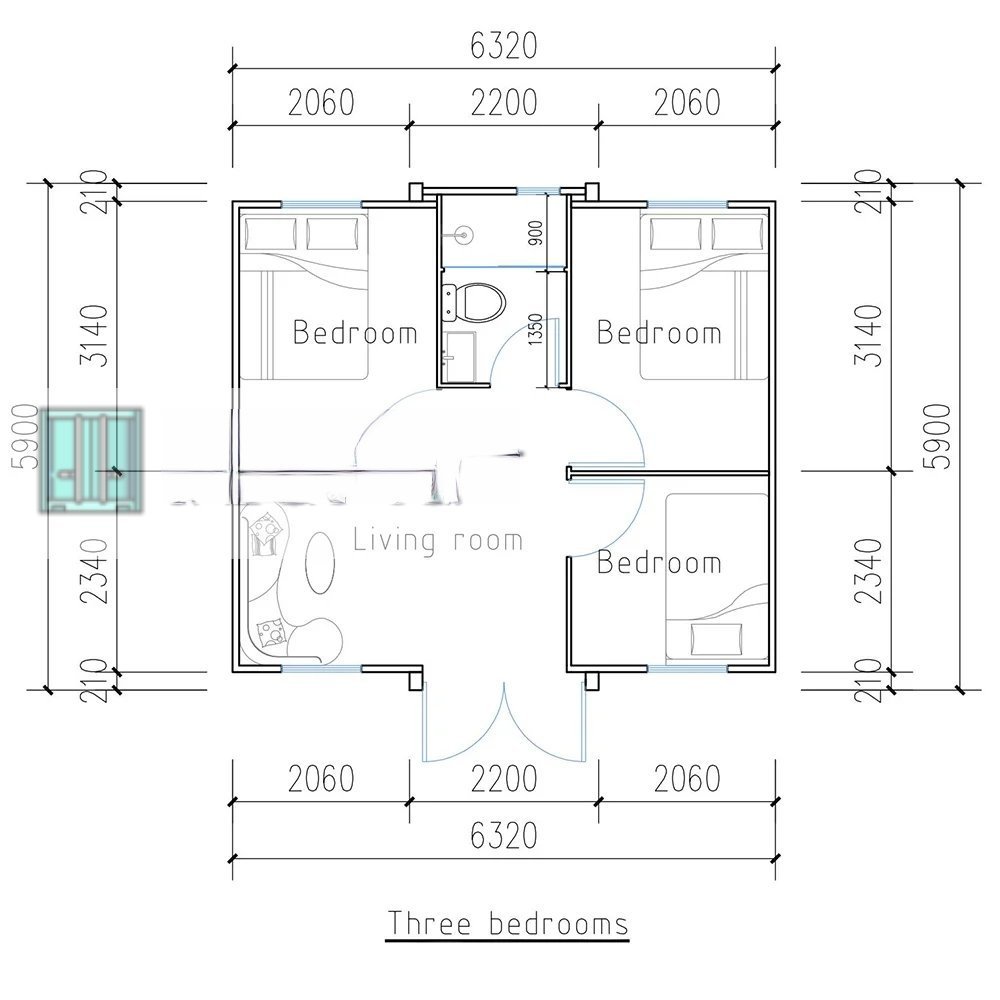 Conteneur maison Tiny house 4 pièces de 6,30 x 5,90 m, 36 m² – Image 2