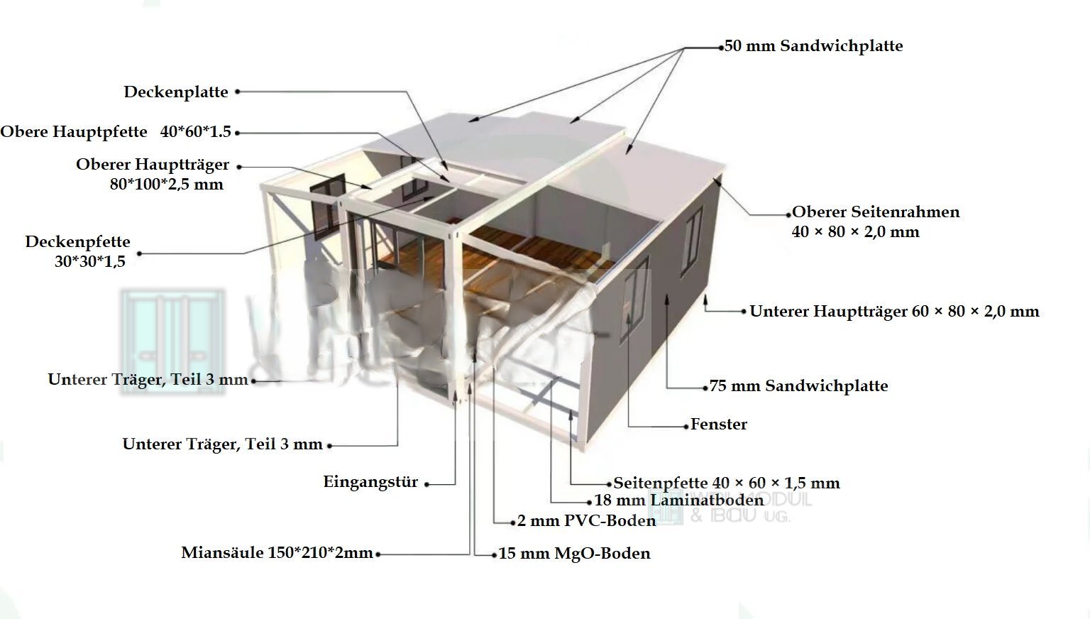Conteneur maison Tiny house 4 pièces de 6,30 x 5,90 m, 36 m² – Image 3